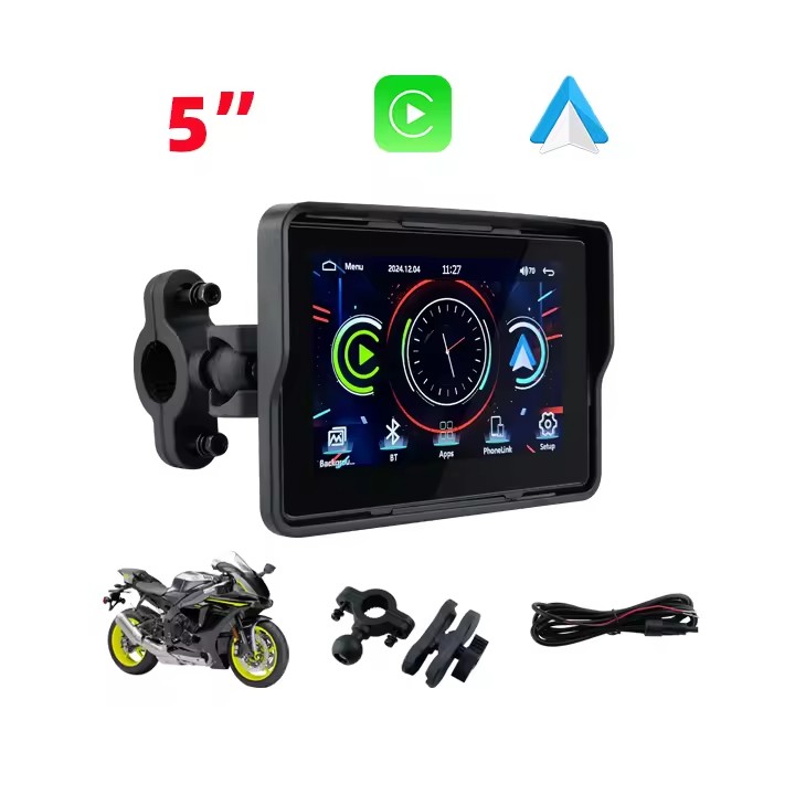 EKIY 5 Inch Waterproof Motorcycle Navigation Moto Touch Screen Wireless CarPlay Android Auto GPS Motorcycle Carplay Screen