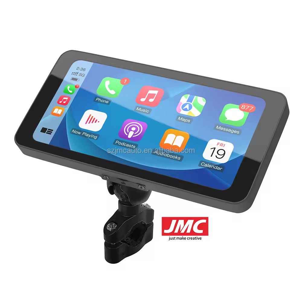 JMC 6.3inch CarPlay Monitor for Motorcycle Waterproof IPX67 Android Auto Portable Navigation Device Dual Driving Recording BT