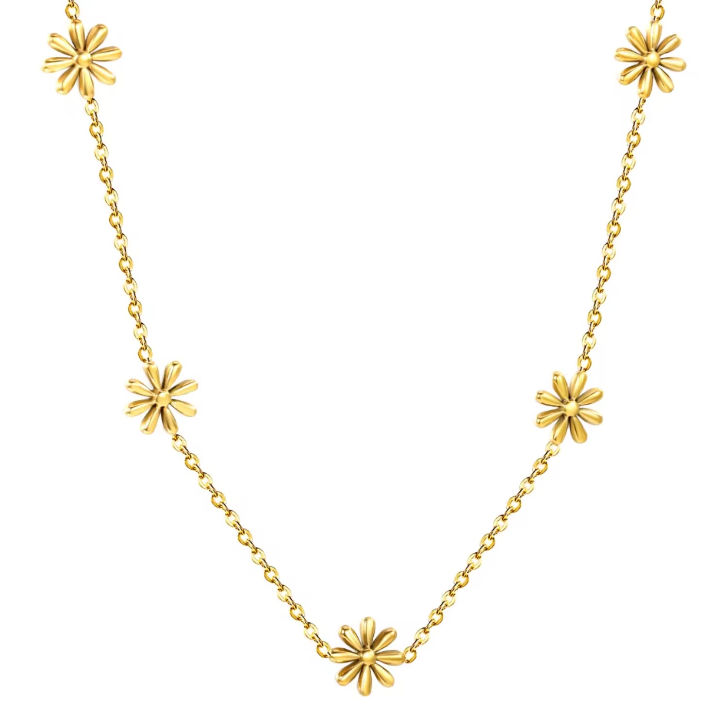 2025 New Design Daisy Stainless Steel Non-fading 18K Fashion Pendant, Wholesale Custom Korean Jewelry, Charming Women's Necklace