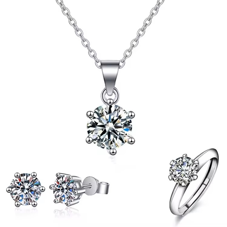 Fashion Simple Top Quality Zirconia Bridal Necklace Earring Ring Pendant Jewelry Set